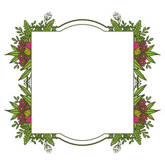 Vector illustration invitation card with leaf floral frame blooms hand drawn