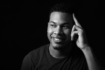 Beautiful handsom young man black and white