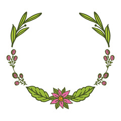 Vector illustration circular green leaf flower frame hand drawn