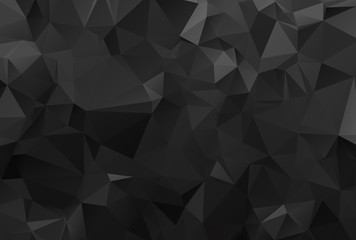 Black background. Abstract triangle black texture. Low poly black pattern illustration.