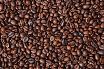 Fototapeta premium Tło palonych ziaren kawy