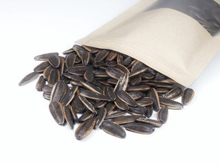 sunflower seeds on white background