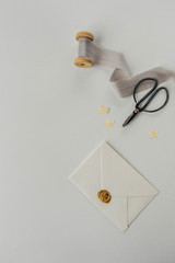 stationary with envelope on white background