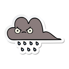 sticker of a cute cartoon storm rain cloud