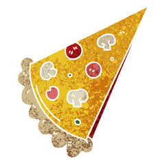 quirky retro illustration style cartoon slice of pizza