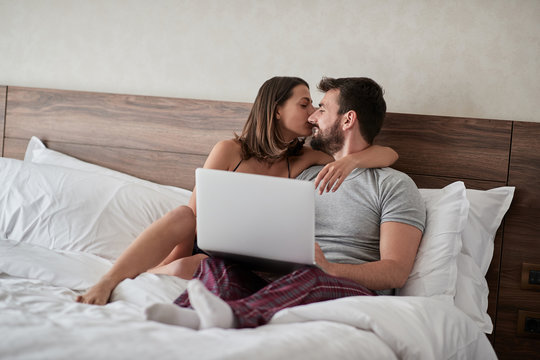 540px x 360px - couple in love kissing - Passionate lovers having romantic and intimate  moments on the bed - Sex and passion concept. Stock Photo | Adobe Stock