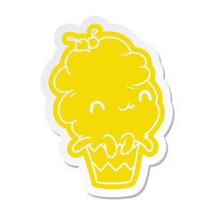 cartoon sticker kawaii octopus cupcake