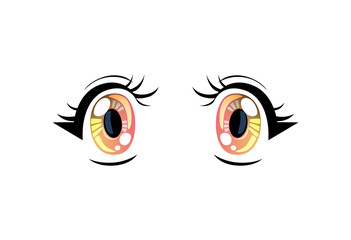 Bright Eyes, Beautiful Colorful Eyes with Light Reflections Manga Japanese Style Vector Illustration