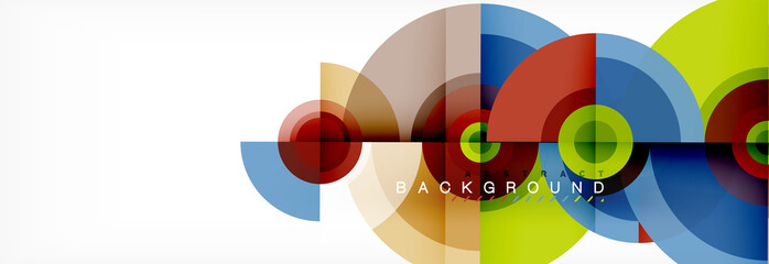 Obraz premium Minimal geometric circles and triangles abstract background, techno modern design, poster template