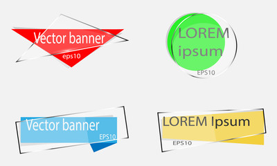 Set of colorful vector banners with crystal glass. Geometric tag. Template for design. 