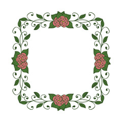 Vector illustration various colors of leaf flower frames hand drawn