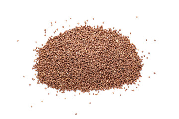 Pile of buckwheat isolated on white background.