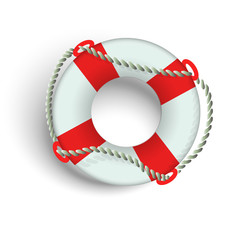 Marine lifebuoy with flagella on a white background. Isolate.