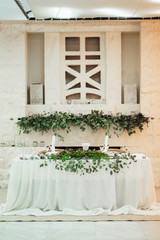 Fototapeta na wymiar Banquet hall for weddings with decorative elements