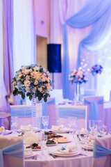 Banquet hall for weddings with decorative elements