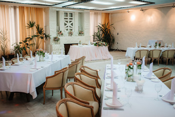 Banquet hall for weddings with decorative elements