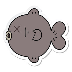 sticker of a quirky hand drawn cartoon fish