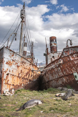 Fototapeta na wymiar old rusty whaling boats