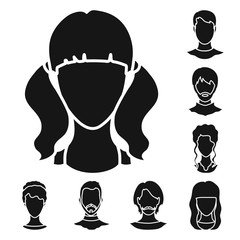 Vector design of character and profile logo. Set of character and dummy vector icon for stock.
