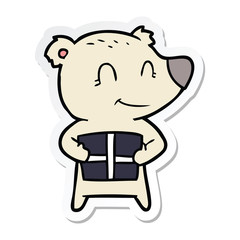 sticker of a christmas polar bear cartoon