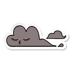sticker of a cute cartoon storm cloud