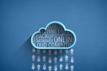 Blue cloud computing concept with arrows