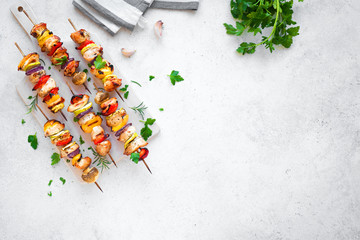 Chicken and vegetable skewers