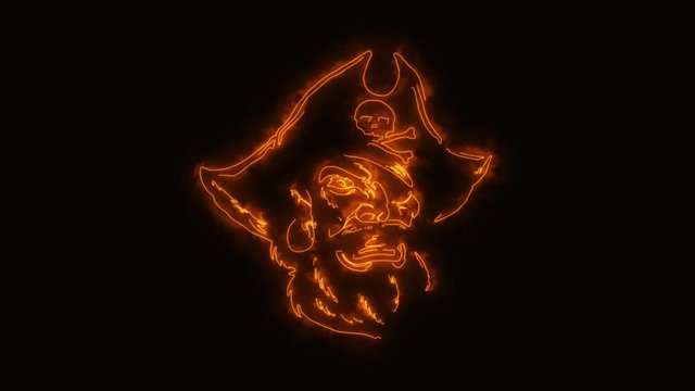 Orange Burning Pirate Head Animated Logo with Reveal Effect