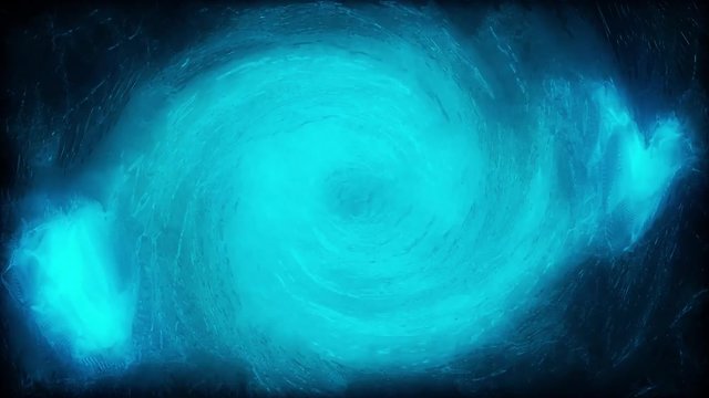 Abstract blue water tornado, view from the top of the vortex on dark background. Abstract water swirl flowing, seamless loop.