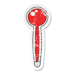 distressed sticker of a cartoon thermometer