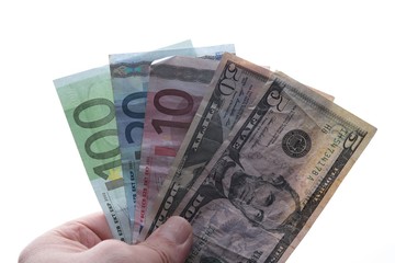 American Dollar and Euro Banknotes