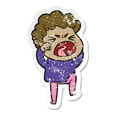 distressed sticker of a cartoon furious man