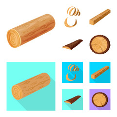 Vector illustration of tree   and raw  symbol. Set of tree   and construction vector icon for stock.