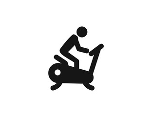 Fototapeta premium Stationary bicycle, exercise bike vector web icon isolated on white background, EPS 10, top view