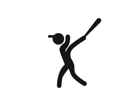 Baseball. Baseball batter hitting ball. Baseball web icon isolated on white background. 