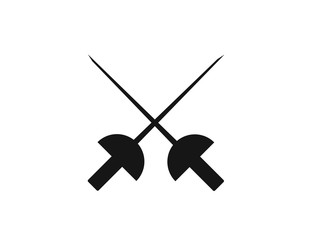 Fencing. Pair of Fencing Rapiers web icon isolated on white backgroun.d