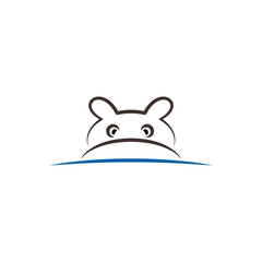 hippo line icon vector sign