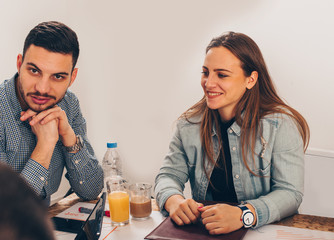 People communicate in the office