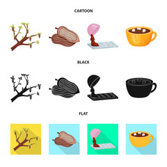 Isolated object of food and yummy logo. Set of food and brown   vector icon for stock.