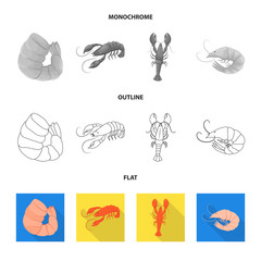 Vector design of appetizer and ocean symbol. Set of appetizer and delicacy vector icon for stock.