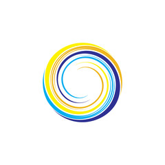 spiral circle wave sun and water ocean logo