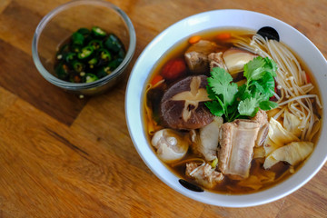 Bakuteh with sauce famous dish in malaysia