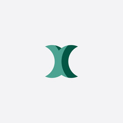x letter dark green icon logo