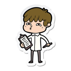 sticker of a cartoon curious man