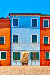 Red and blue houses in Burano
