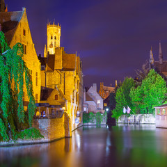 Quay of the Rosary in Bruges at night