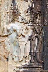 Ancient bas relief in Angkor Wat