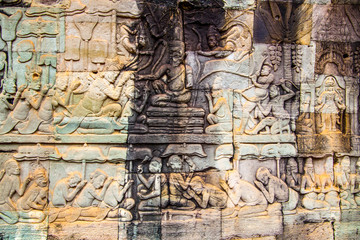 Ancient khmer stone carving in Angkor
