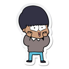 sticker of a cartoon happy boy