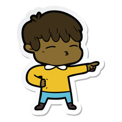 sticker of a cartoon curious boy